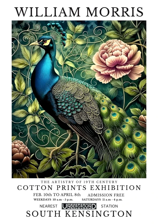 Peacock Nature William Morris Poster Print