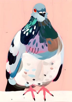 Pidgeon in Gouache Nature Poster Print