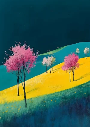 Trees on a verge Nature Poster Print