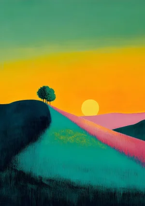 Sunset hill Nature Poster Print