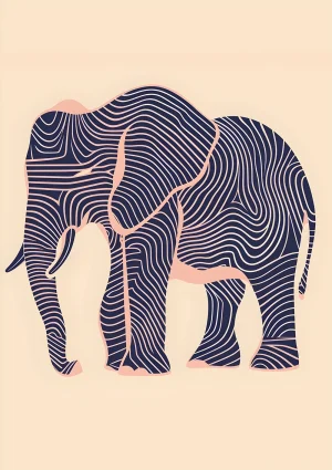 Elephant in stripes Nature Poster Print