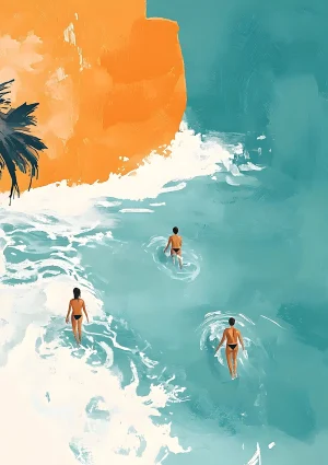 Coast swimmers Nature Poster Print