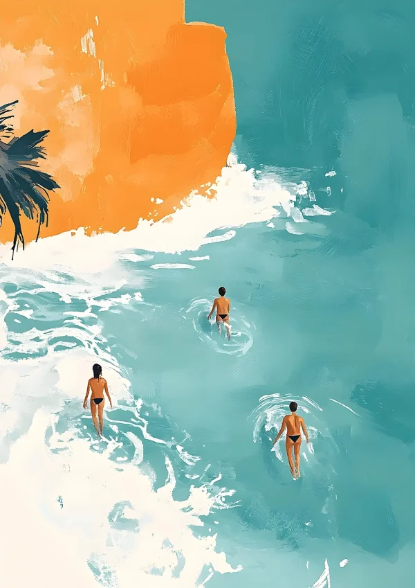 Coast swimmers Nature Poster Print