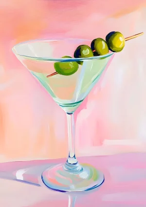Martini with olives Food & drink Poster Print