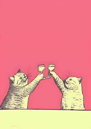 Cats toasting Food & drink Poster Print
