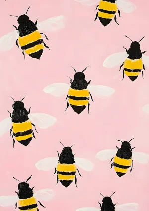Bees pattern Illustration Poster Print