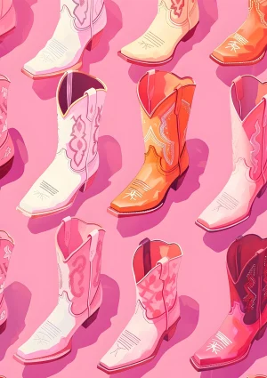 Boots in pink Illustration Poster Print