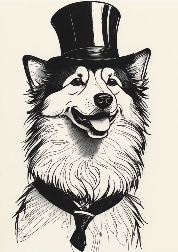 Formal Finnish Lapphund Illustration Poster Print