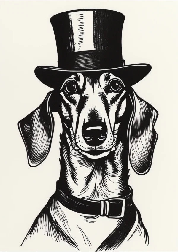 Formal Dachshund (Miniature Smooth Haired) Illustration Poster Print