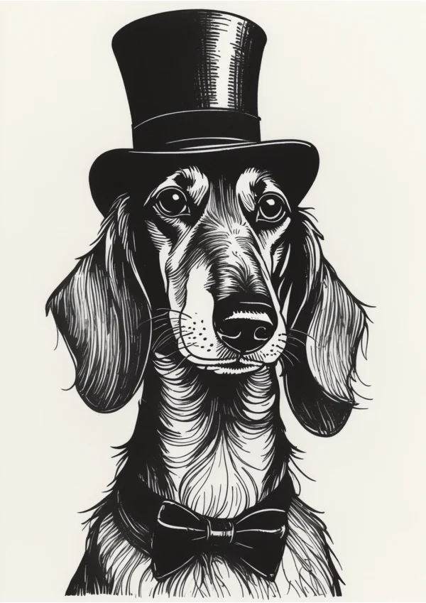Formal Dachshund (Long Haired) Illustration Poster Print