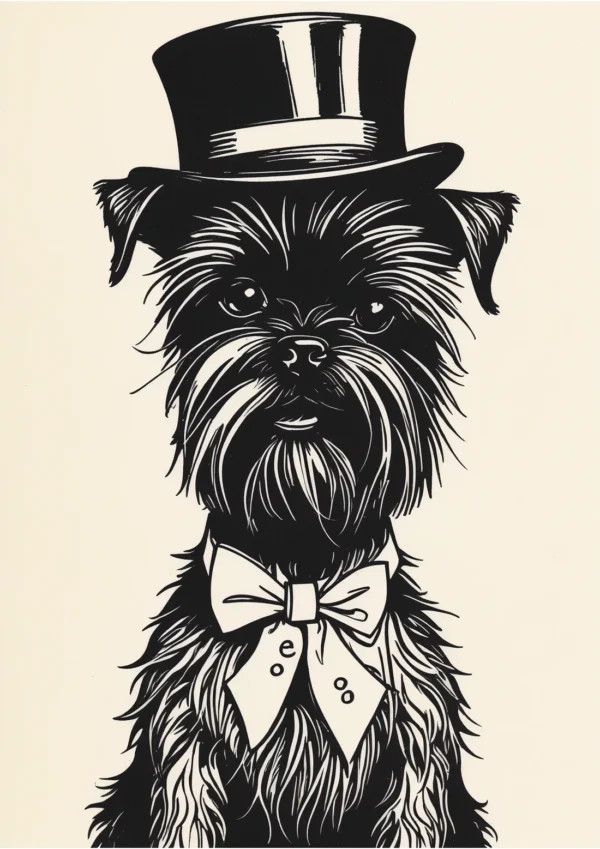 Formal Affenpinscher dog Illustration Poster Print