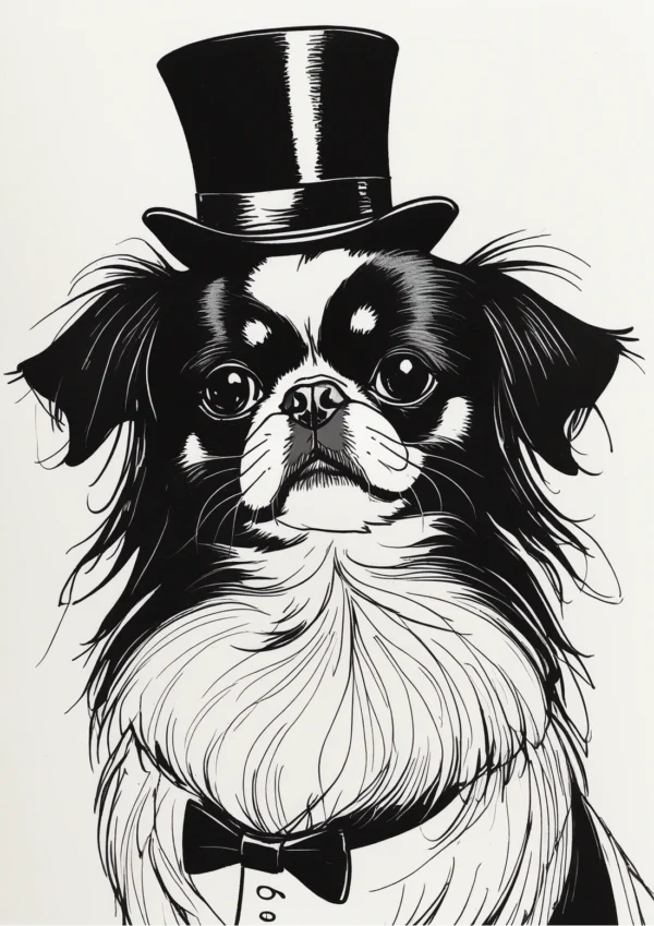 Formal Japanese Chin Illustration Poster Print