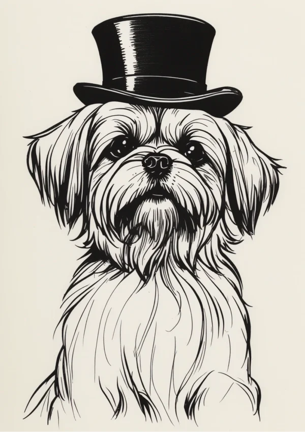 Formal Lhasa Apso Illustration Poster Print