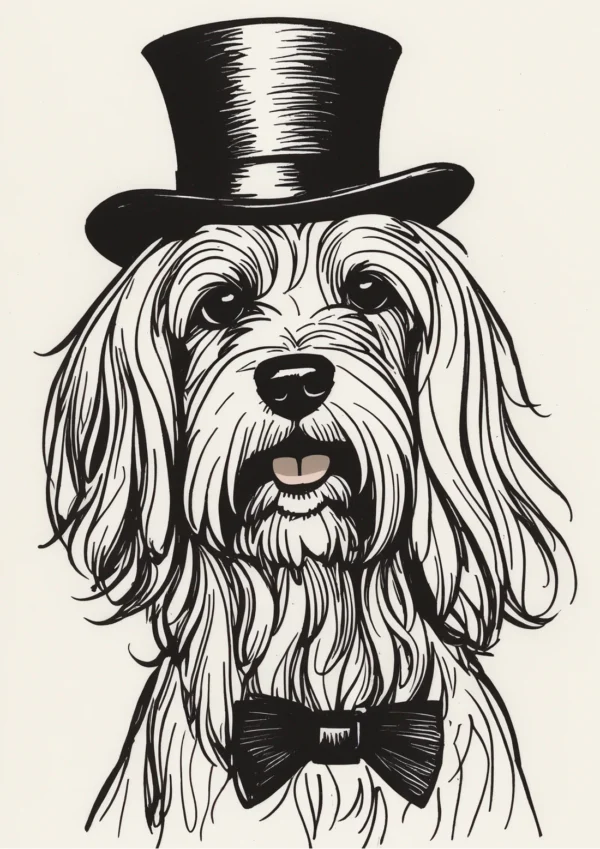 Formal Tibetan Terrier Illustration Poster Print