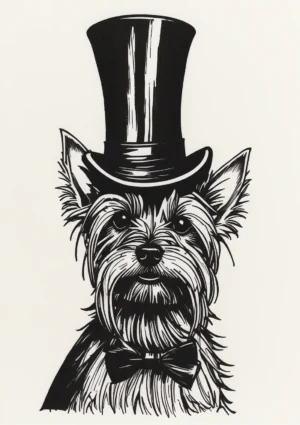 Formal Yorkshire Terrier Illustration Poster Print