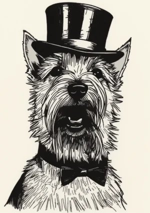 Formal Norwich Terrier Illustration Poster Print